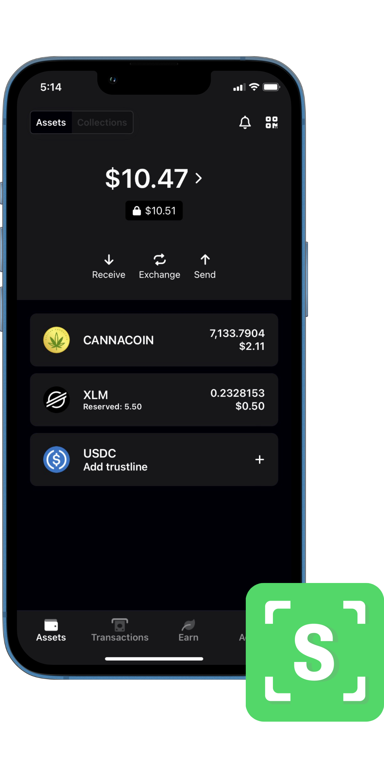 An image displaying an example of how stash app wallet looks like